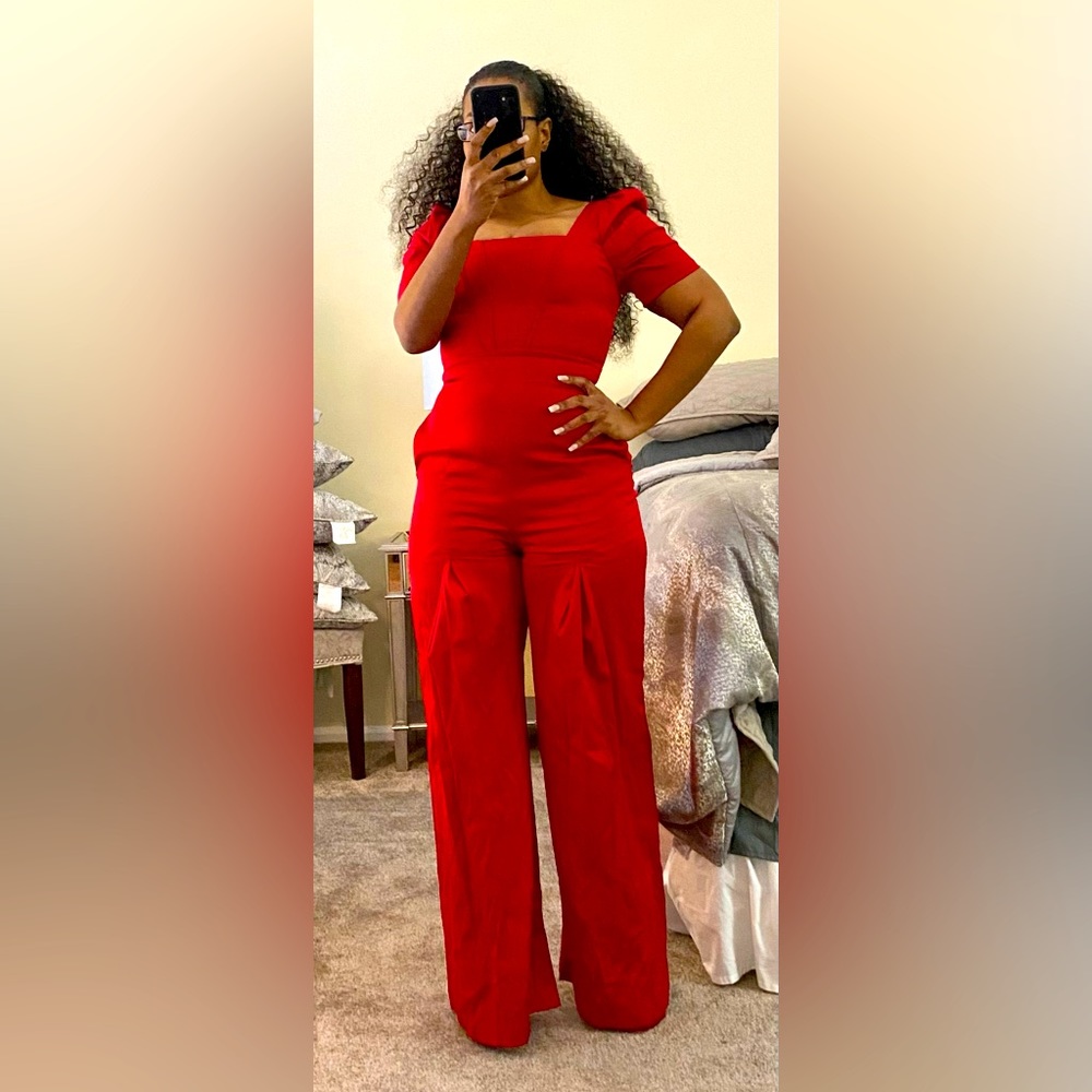 💋Glamazon Wide Leg Puff Sleeve Jumpsuit Casual Jumpsuit, Medium